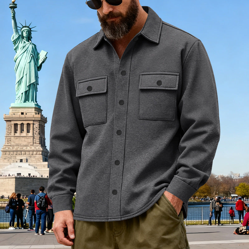American Heavyweight Loose Fleece-lined Men's Outdoor Workwear Warm Jacket