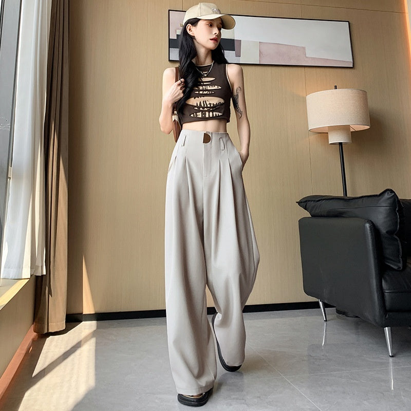 Women's Wide-leg Pants High-waisted Draped Loose Slim-fit Casual Straight