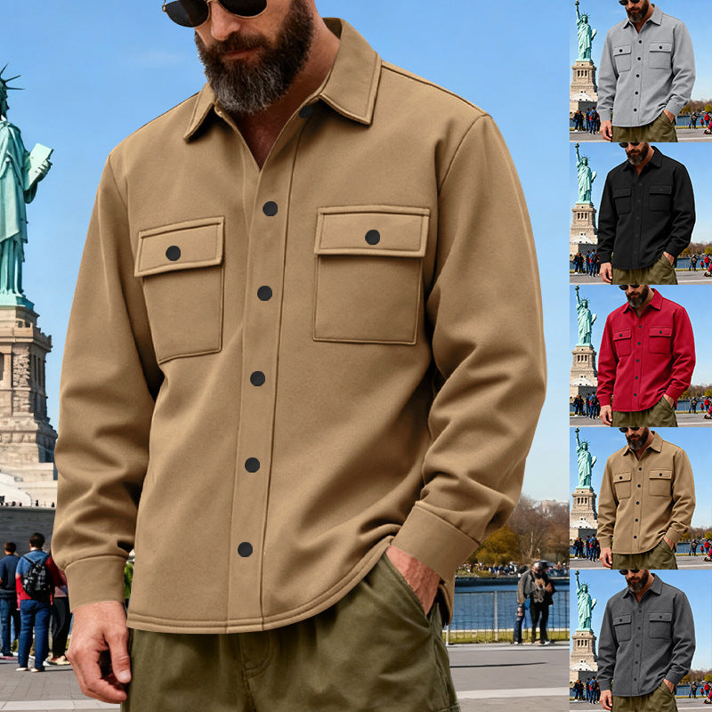 American Heavyweight Loose Fleece-lined Men's Outdoor Workwear Warm Jacket