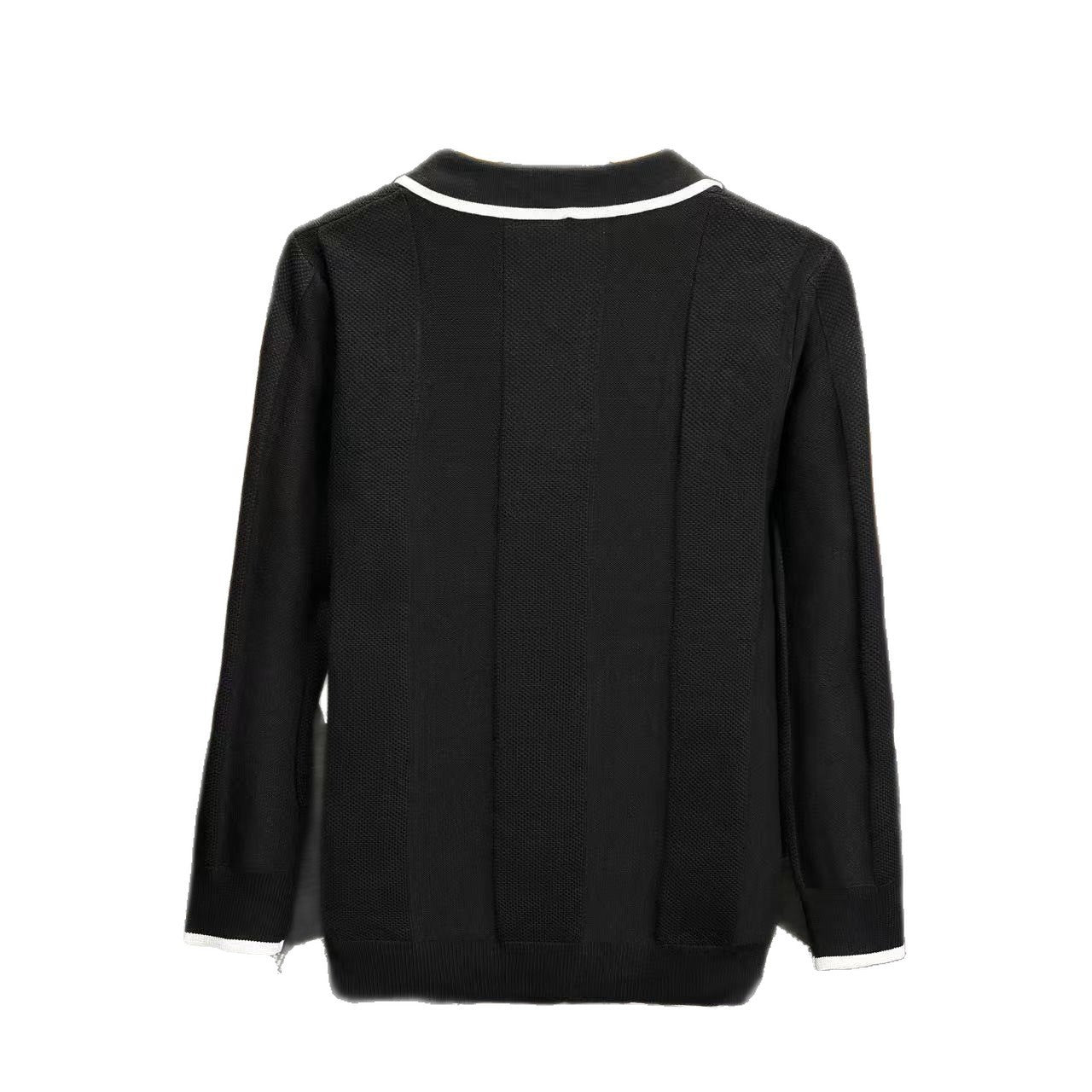 POLO Shirt Collar Color-blocking Long Sleeve Knit Sweater