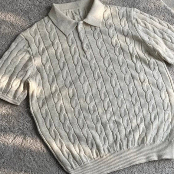 Summer New Twisted Long Staple Combed Cotton Knitted T-shirt