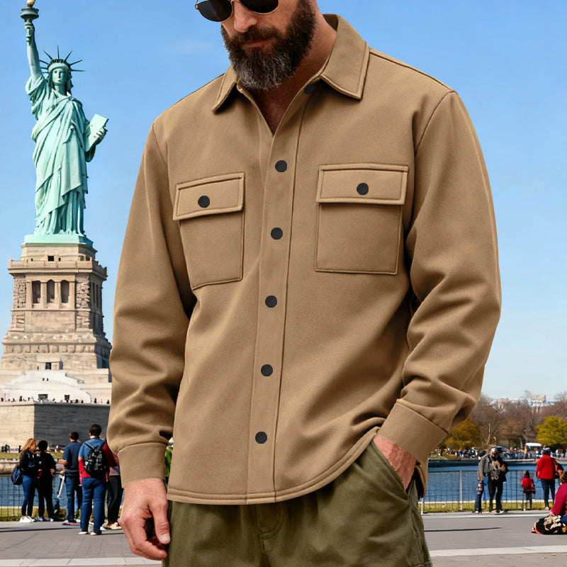 American Heavyweight Loose Fleece-lined Men's Outdoor Workwear Warm Jacket